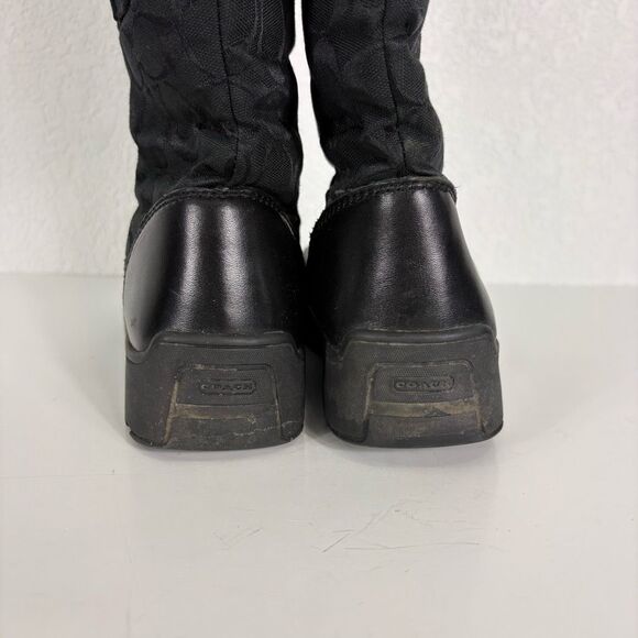 Coach Black Leather Monogram Kayla Signature Logo Tall Winter Boots Size 9.5 - Picture 11 of 14